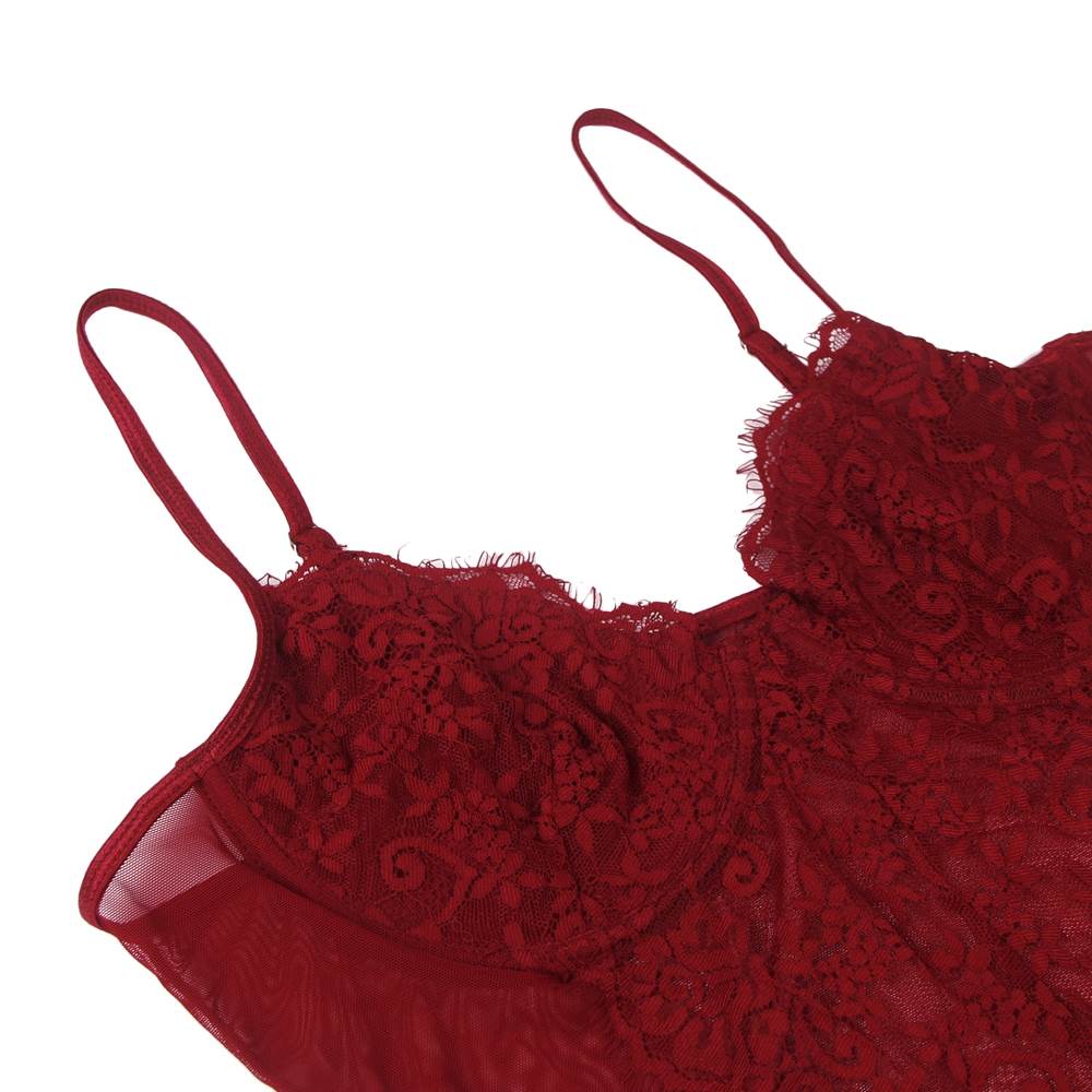 Open Crotch Sexy Teddy with Underwire Burgundy