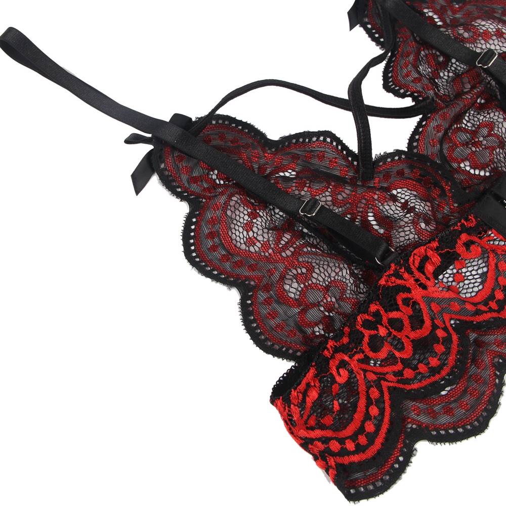 Floral Black Eyelash Lace Lingerie Plus 4 colors