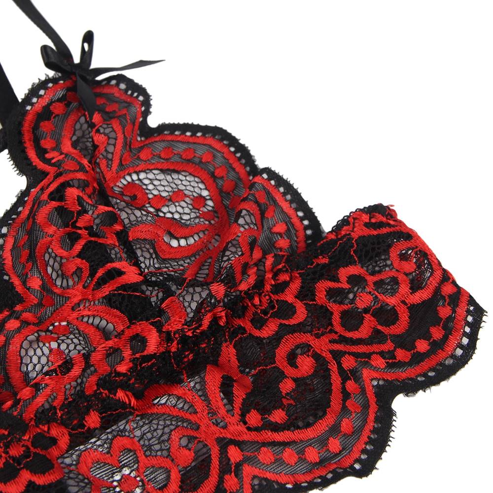 Floral Black Eyelash Lace Lingerie Plus 4 colors