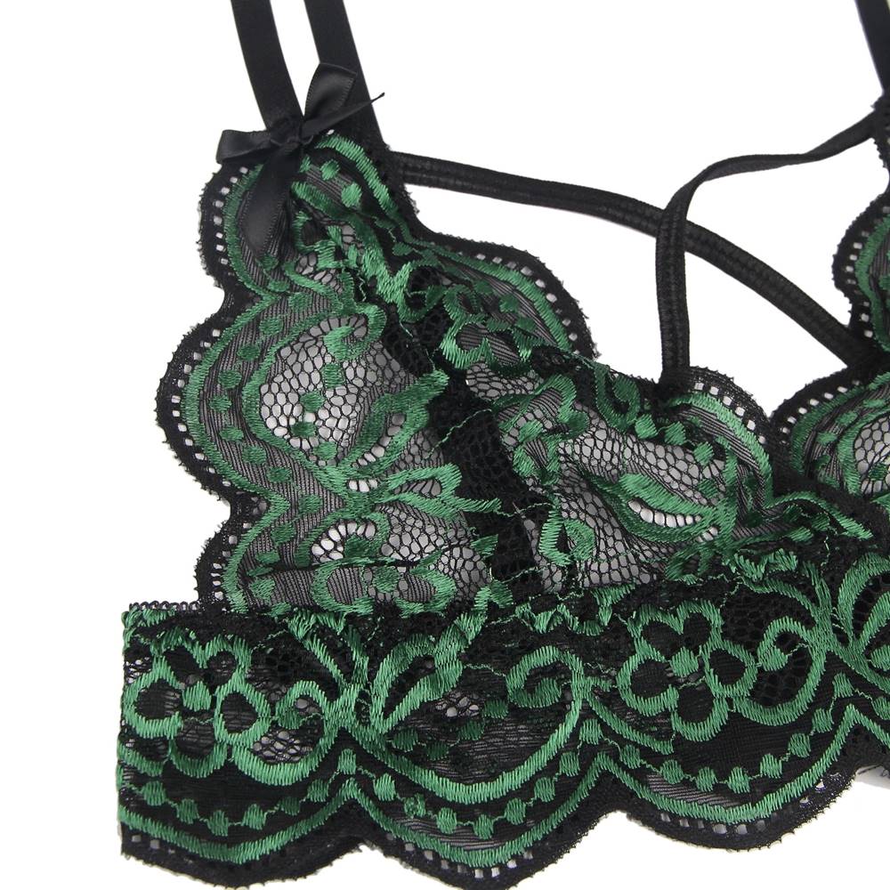 Floral Black Eyelash Lace Lingerie Plus 4 colors