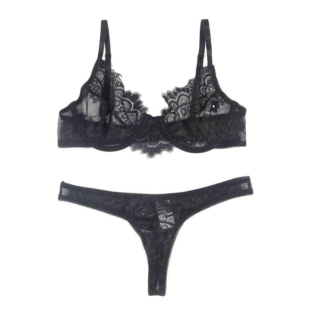 Beautiful Lingerie Lace Bra Set With Underwire 3 colours