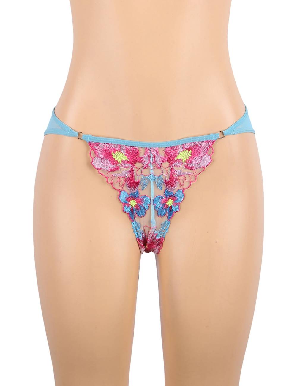 Floral Embroidery Underwire Garter Lingerie Set P