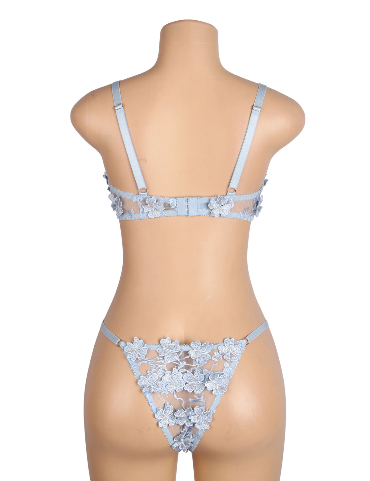 Sexy Floral Mesh Embroidery Lace Bra Set AA