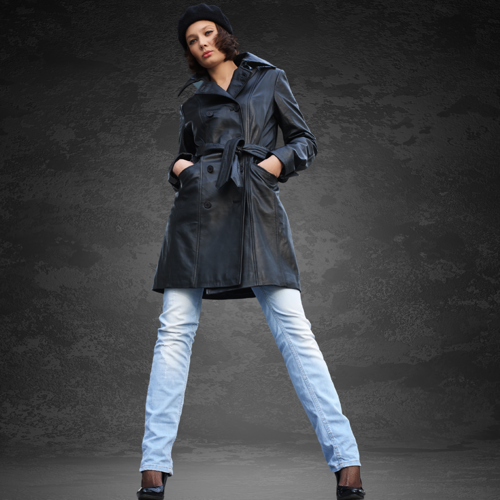 Women&#39;s Leather Trench Coat | KC Leather Signature Range - Daniella