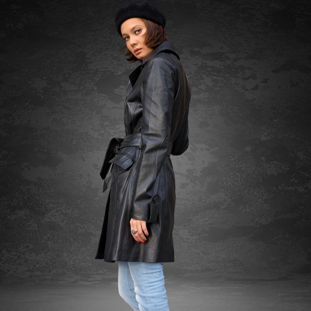 Women&#39;s Leather Trench Coat | KC Leather Signature Range - Daniella