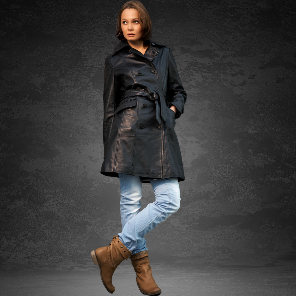 Women&#39;s Leather Trench Coat | KC Leather Signature Range - Daniella