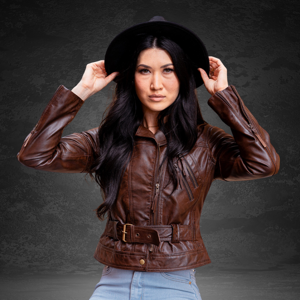 Women&#39;s Leather Jacket | KC Leather Signature Range - Eloise in Dark Brown