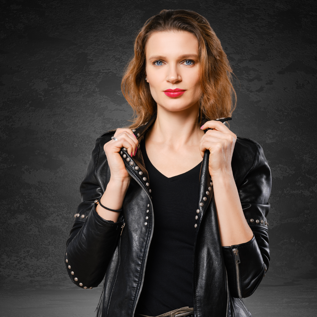 Women&#39;s Studded Leather Jacket | KC Leather Signature Range - Cassie