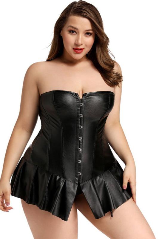 Plastic Bones Faux Leather Corset Mini Dress