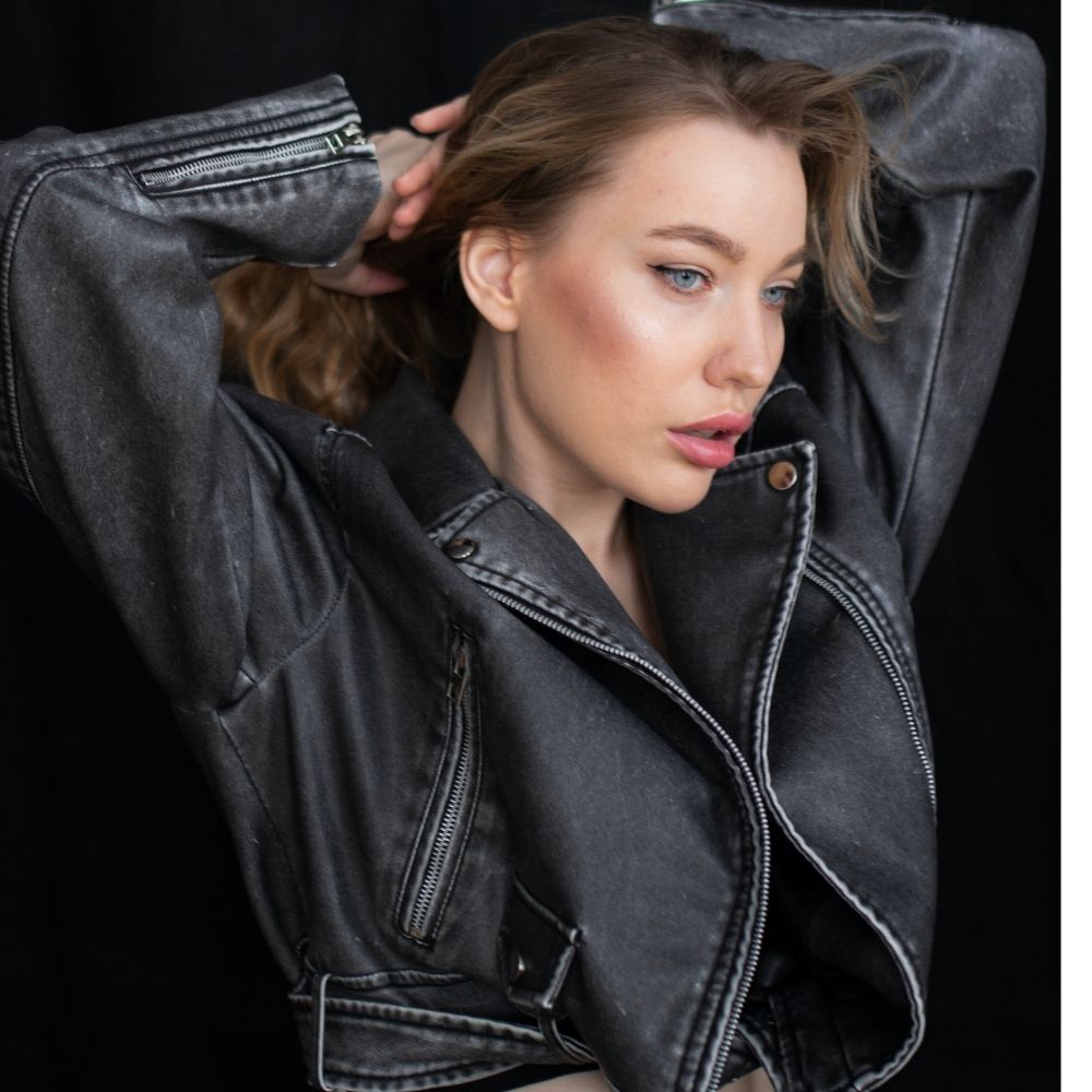 New Women&#39;s Leather Biker Jacket - Anna