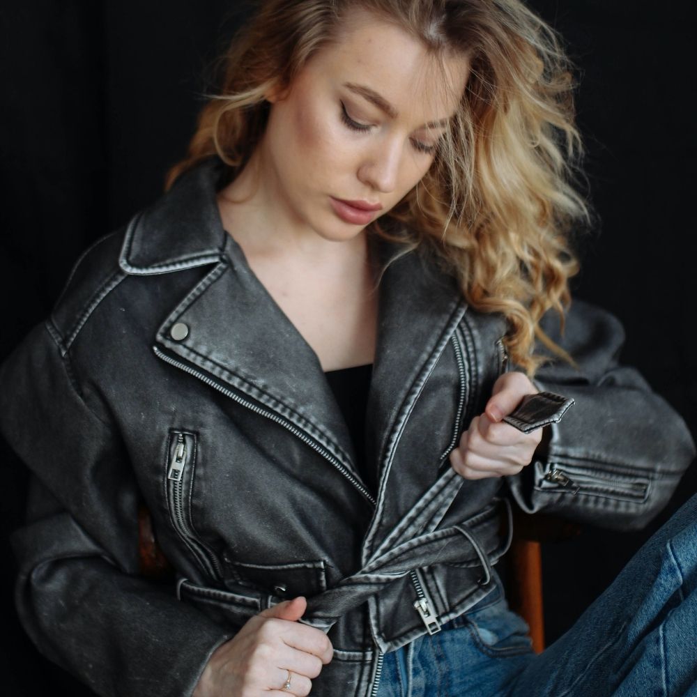 New Women&#39;s Leather Biker Jacket - Anna