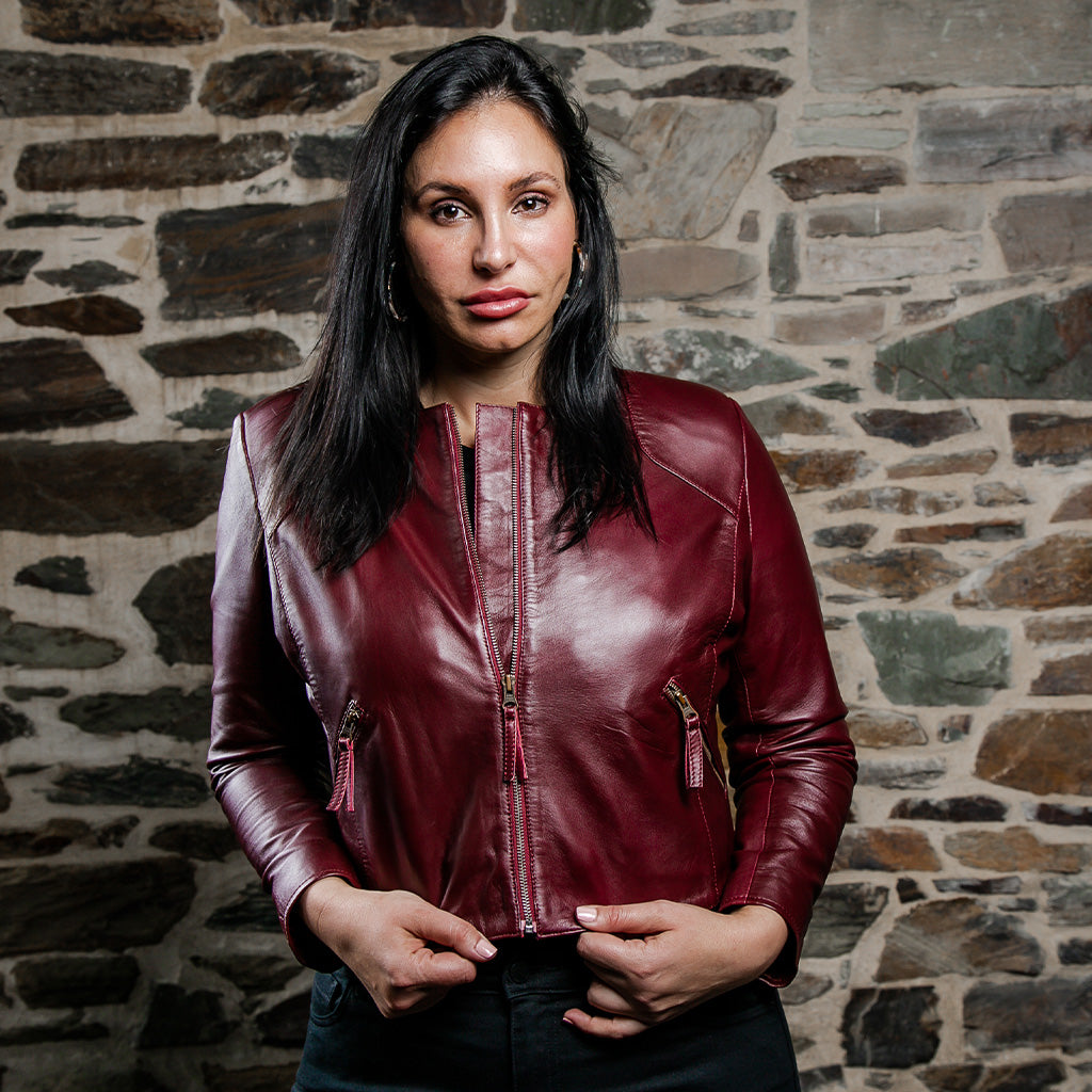 Women&#39;s Cropped Leather Jacket - Jenny