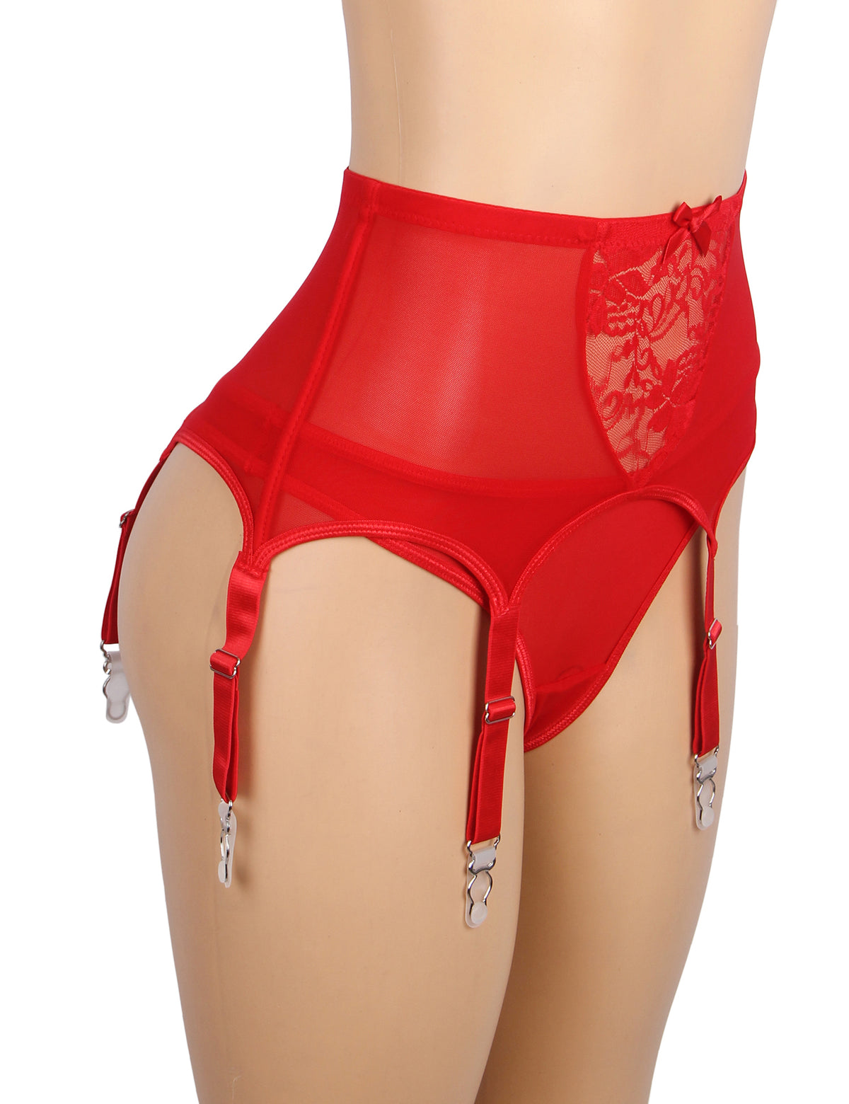 Red Sexy Lace Metal Clips Garter Panty