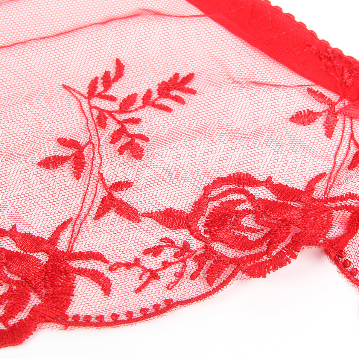 Sexy Embroidery Lace Garter Panty Red 2