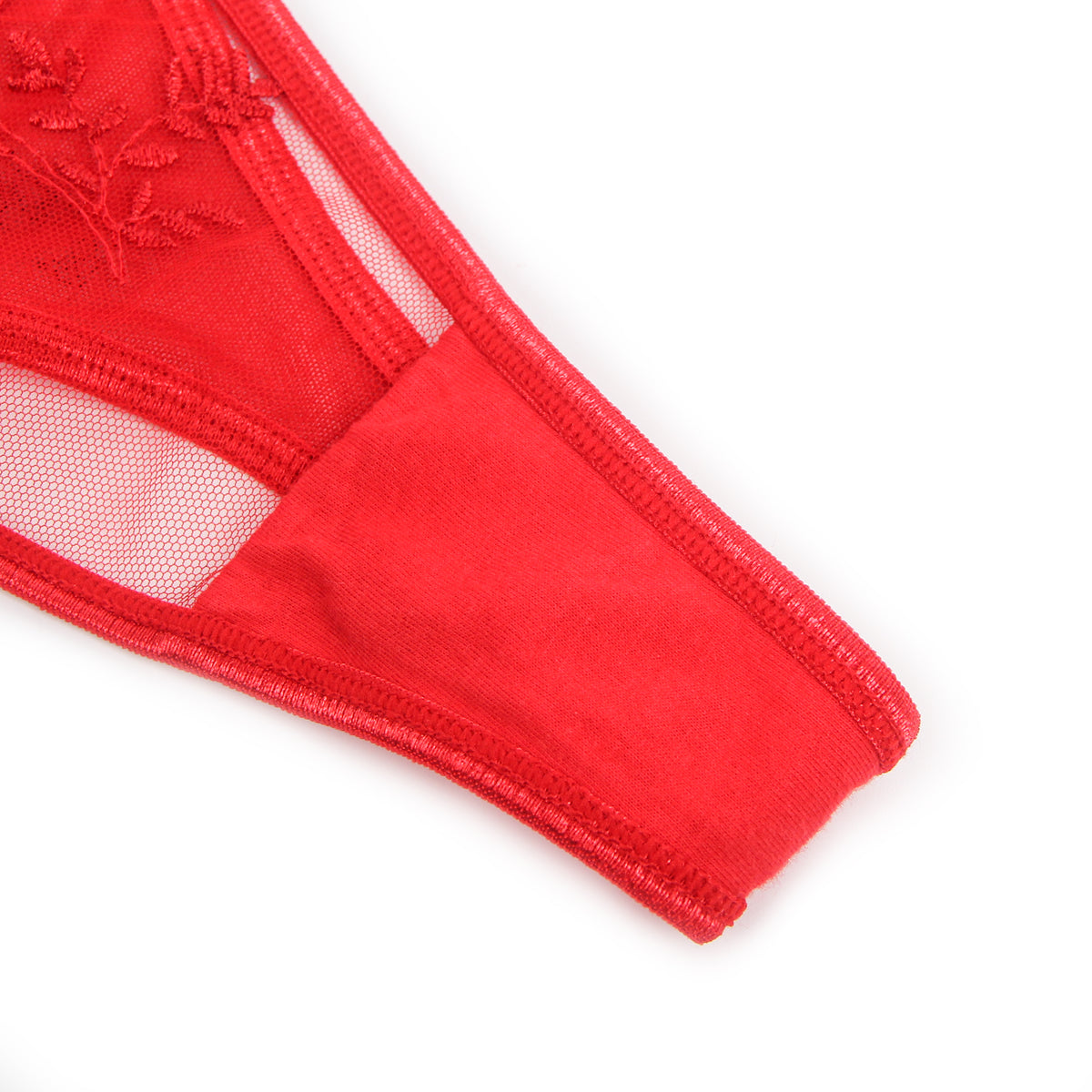 Sexy Embroidery Lace Garter Panty Red 2