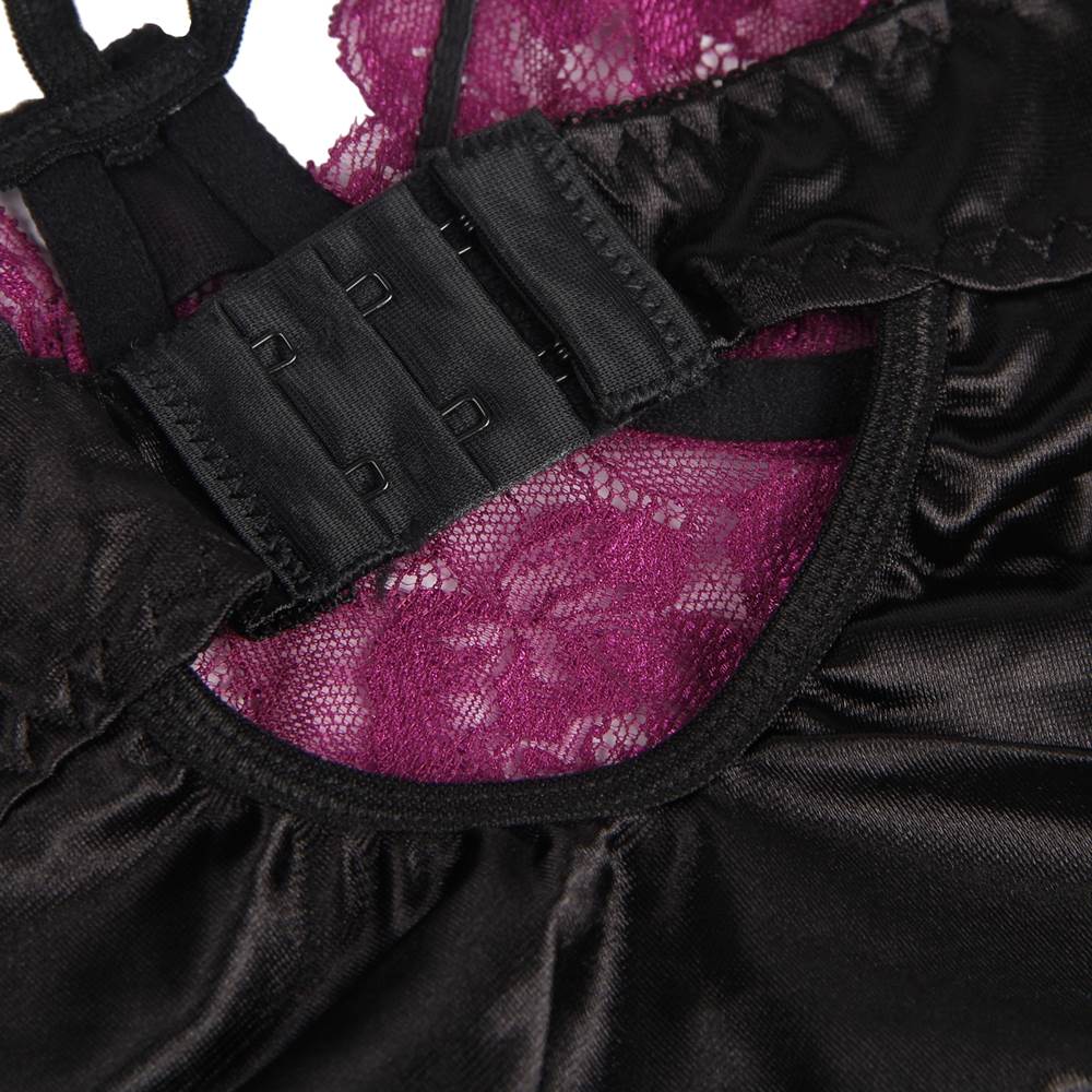 Sexy Purple Lace Bustier Lingerie Set with Bra Rim Plus size