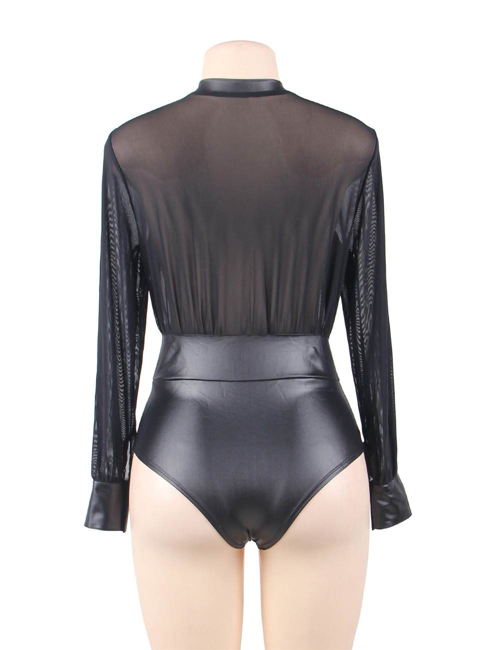 V Neck Zipper Leather Teddy