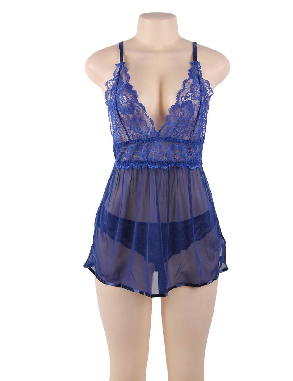 Elegant Backless Fly Away Babydoll - Blue