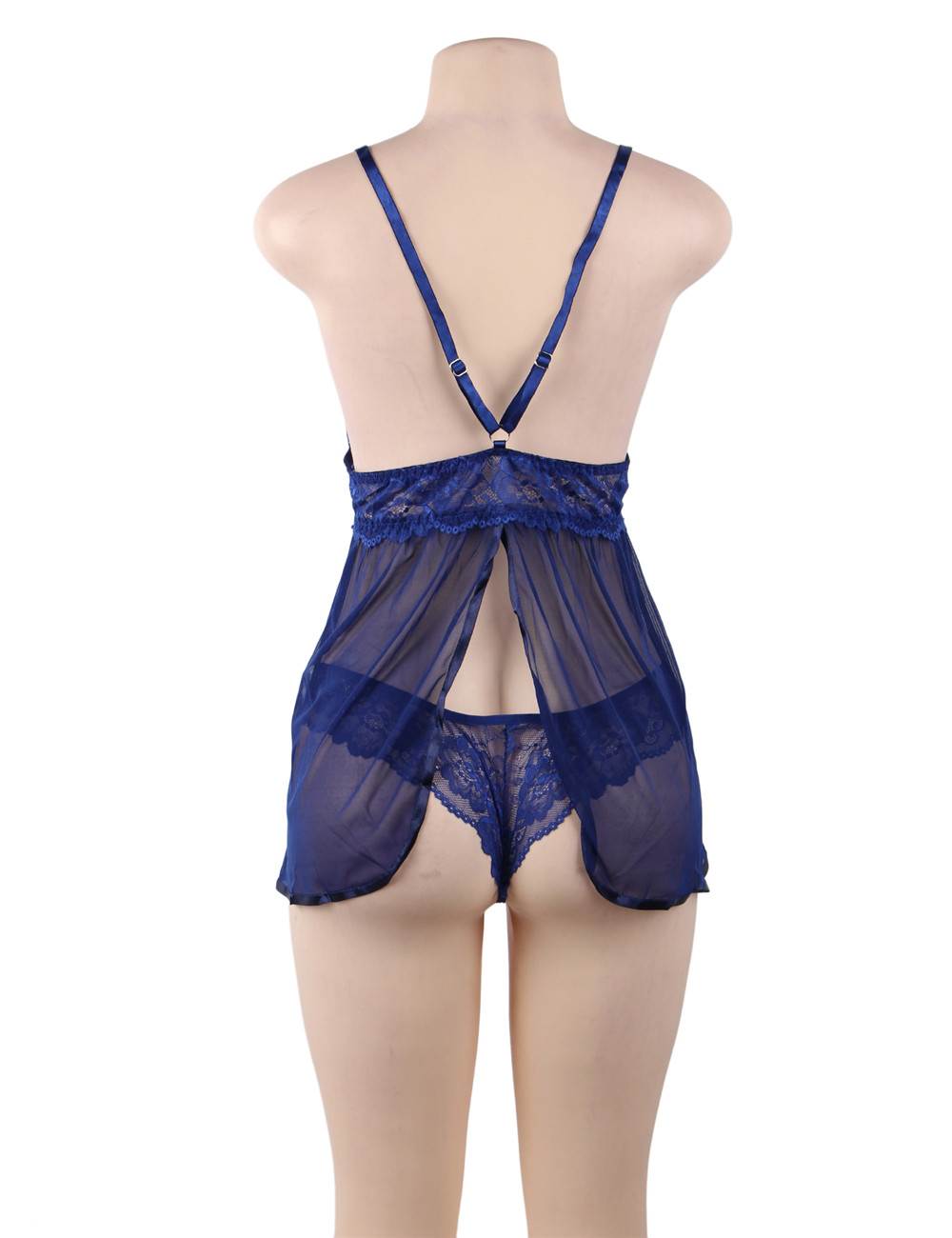 Elegant Backless Fly Away Babydoll - Blue