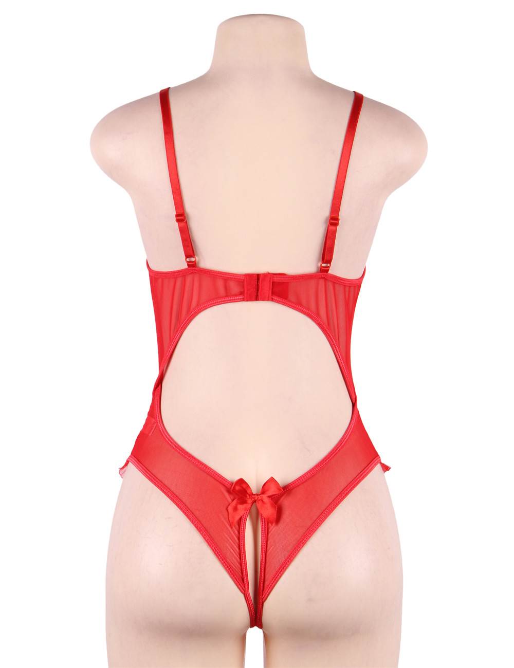 Open Cup Crotchless One-piece Teddy &amp; Plus Size Red