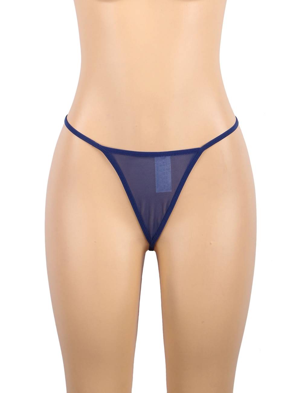 Delicate lace Stitching Gartered Lingerie with Underwire Blue