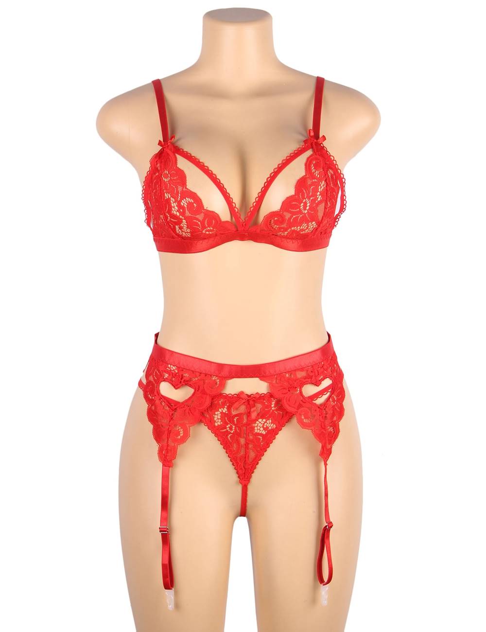 Sexy deep V and peach heart garter Plus Size. 3 colours