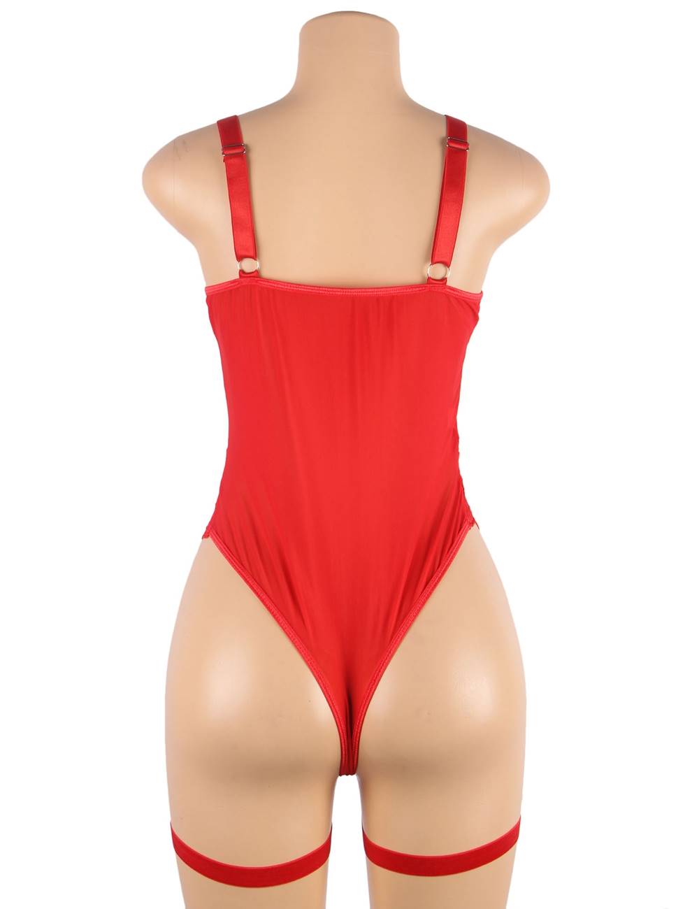 Sexy Slim Lace Garter Leg Ring Teddy Red Plus size