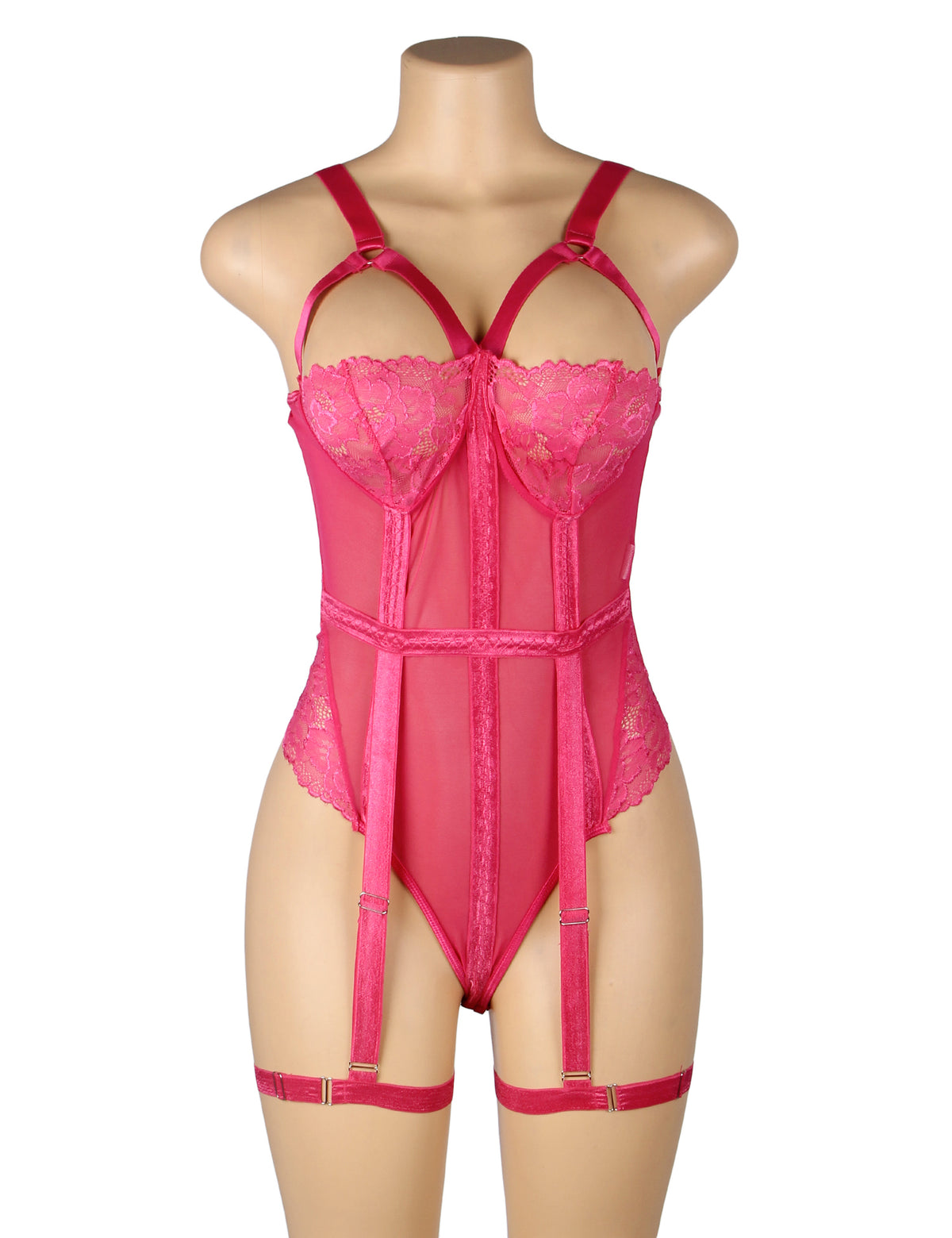 Sexy Slim Lace Garter Leg Ring Teddy Pink Plus Size