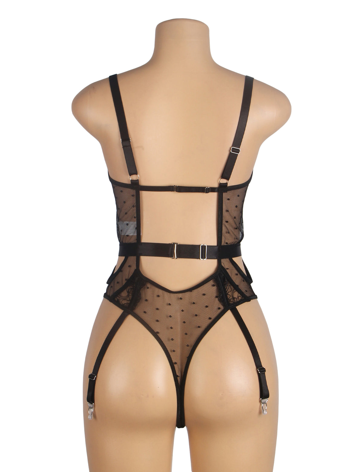 Sexy Embroidery Lace Hollow Suspender Bodysuit