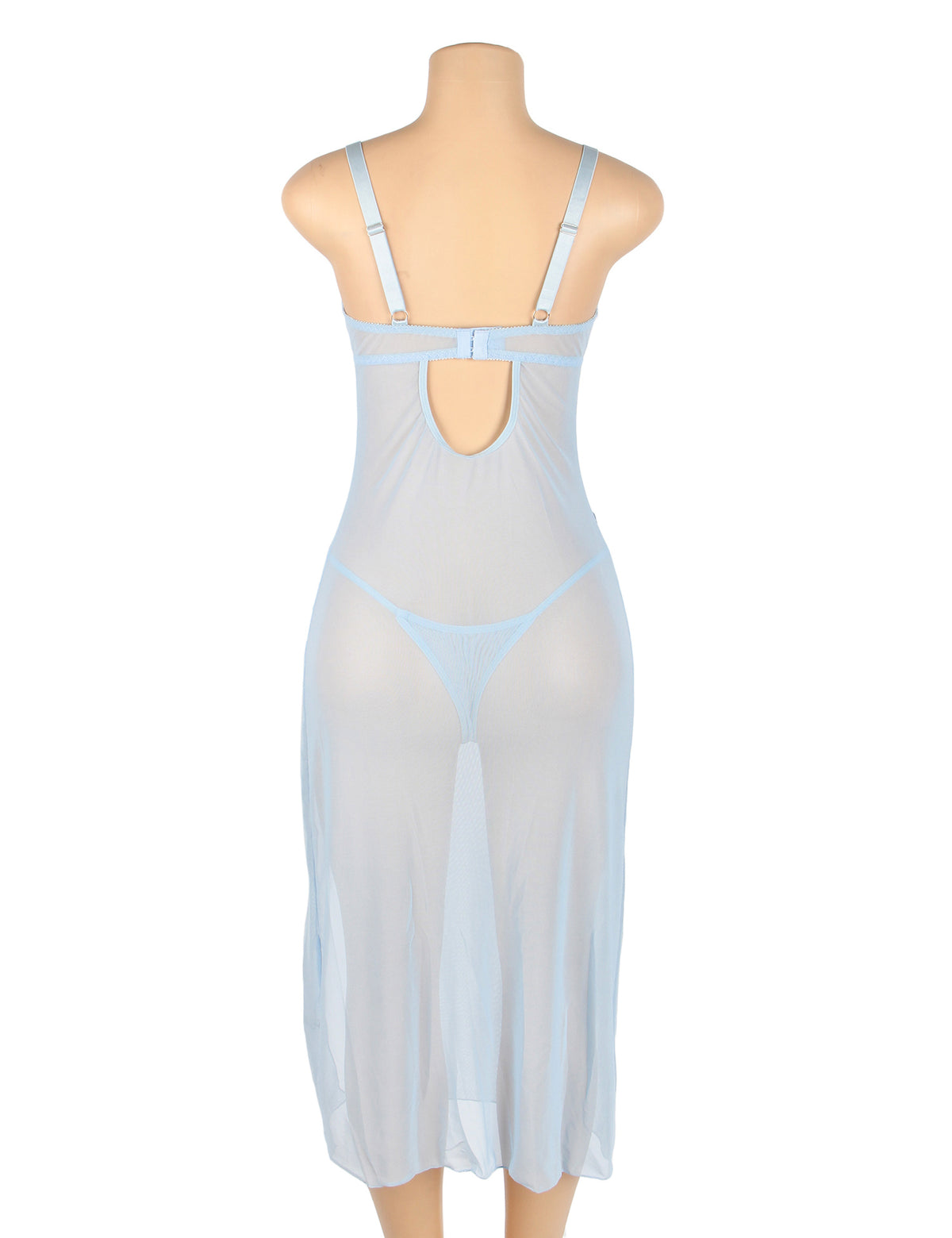 Blue Butterfly Backless Long Lingerie Dress