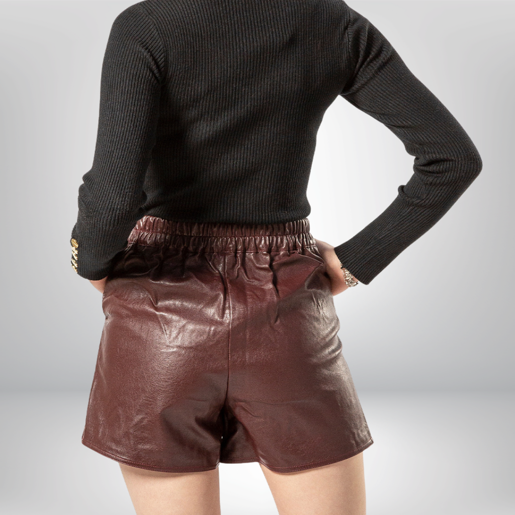 Women&#39;s Leather Brown Shorts - Zarah