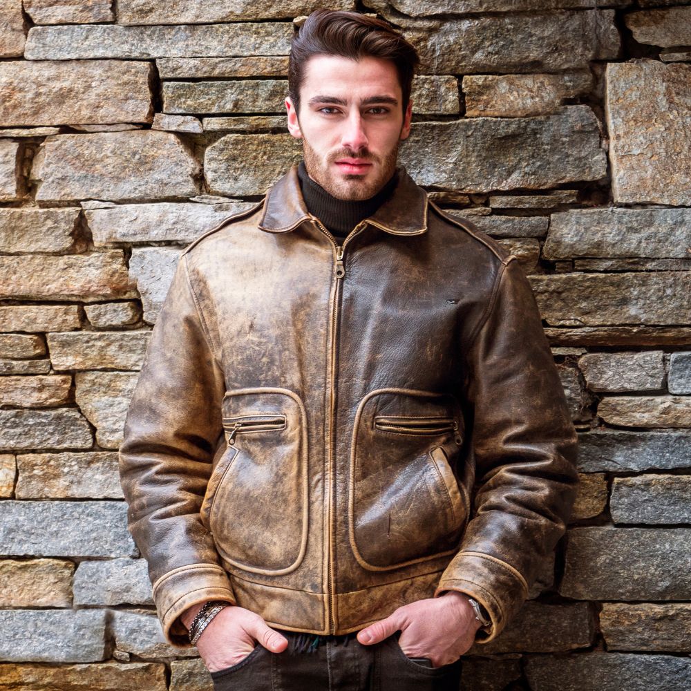 Buy GenericLeather Jacket Men | Vintage Four Pocket Genuine Leather Jacket  | Shirt Collar Five Buttons Mens Leather Jacket Online at desertcartINDIA