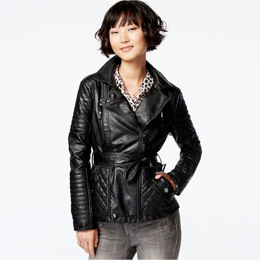 Women's Black Leather Jackets & Coats