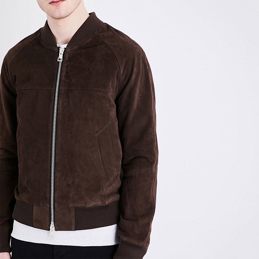 Men&#39;s Suede Bomber Jacket - Ethan