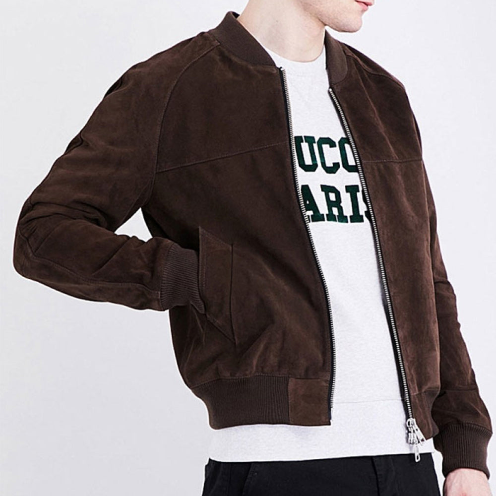 Men&#39;s Suede Bomber Jacket - Ethan