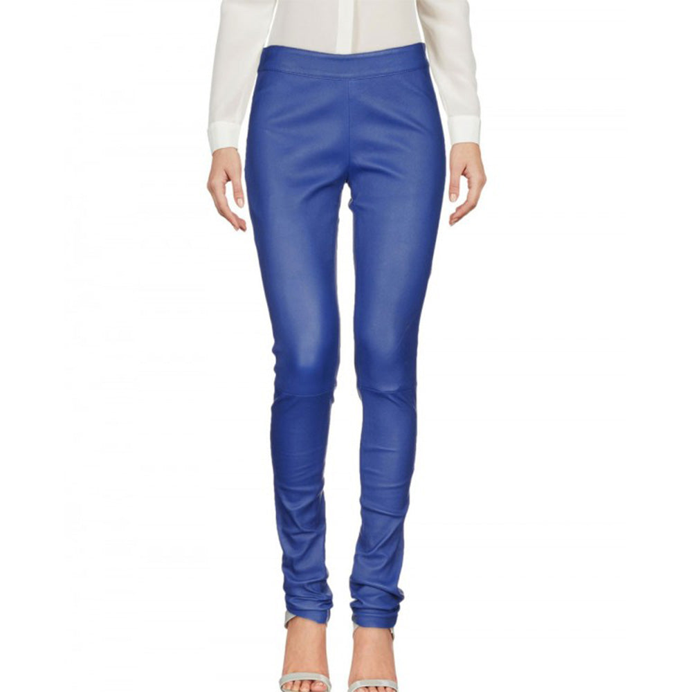 blue Skinny Leather Trousers