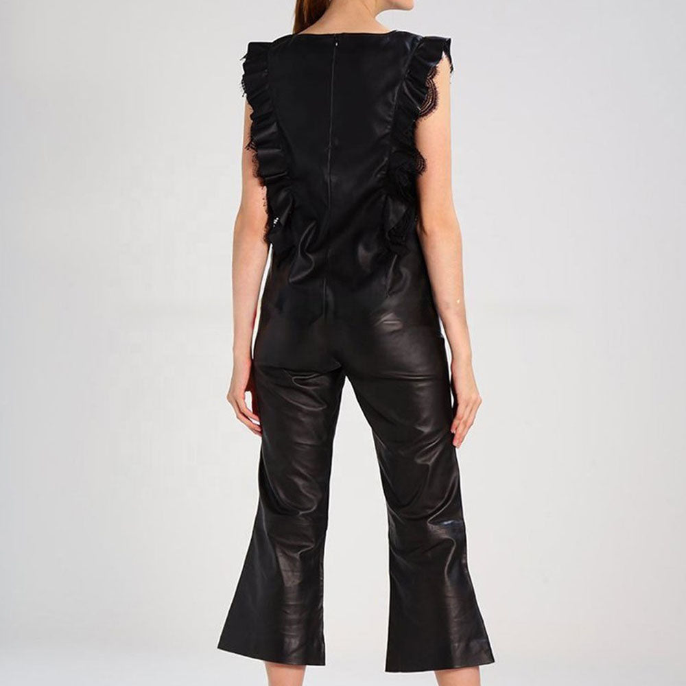 black leather flare pants