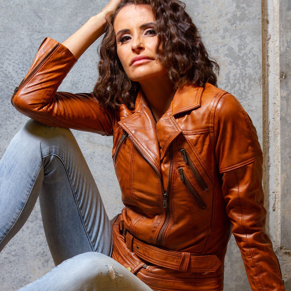 Women&#39;s Leather Jacket | KC Leather Signature Range - Eloise in Camel