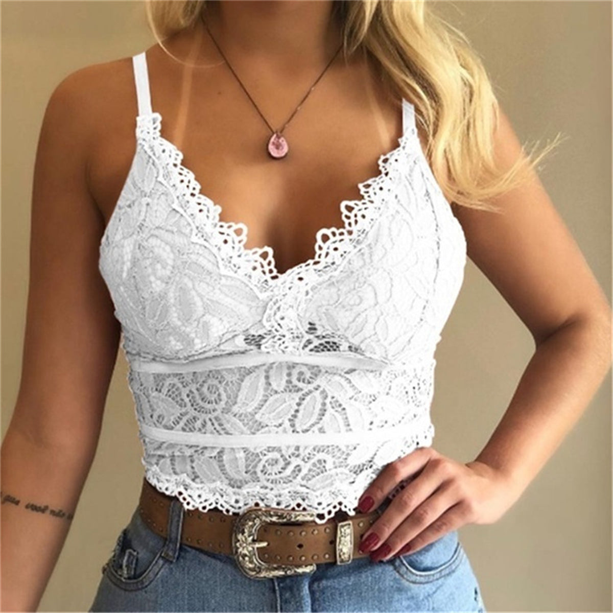 Leather hot sale buckle bralette