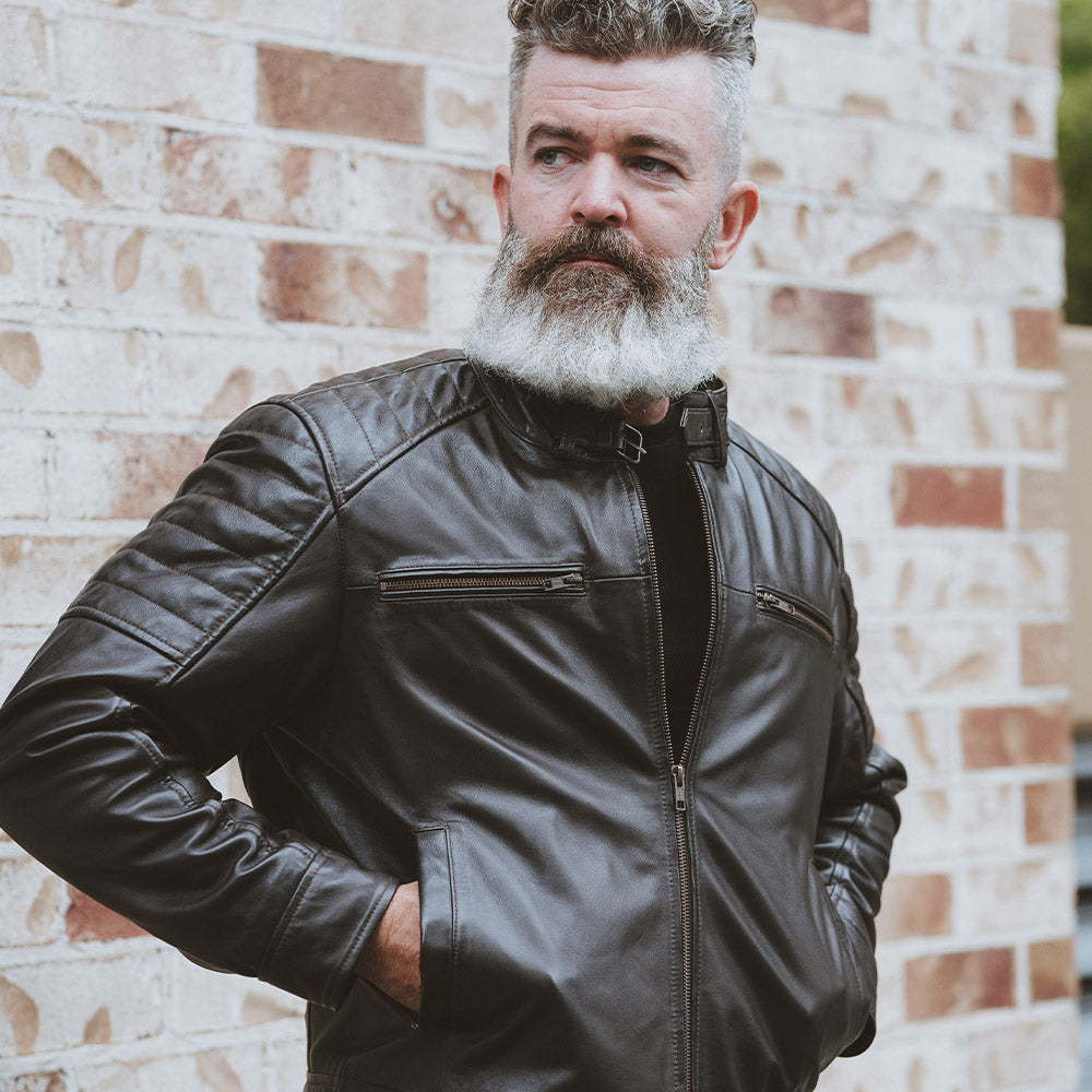 Men&#39;s Cafe Racer Leather Jacket | KC Leather Signature Range - Marlon