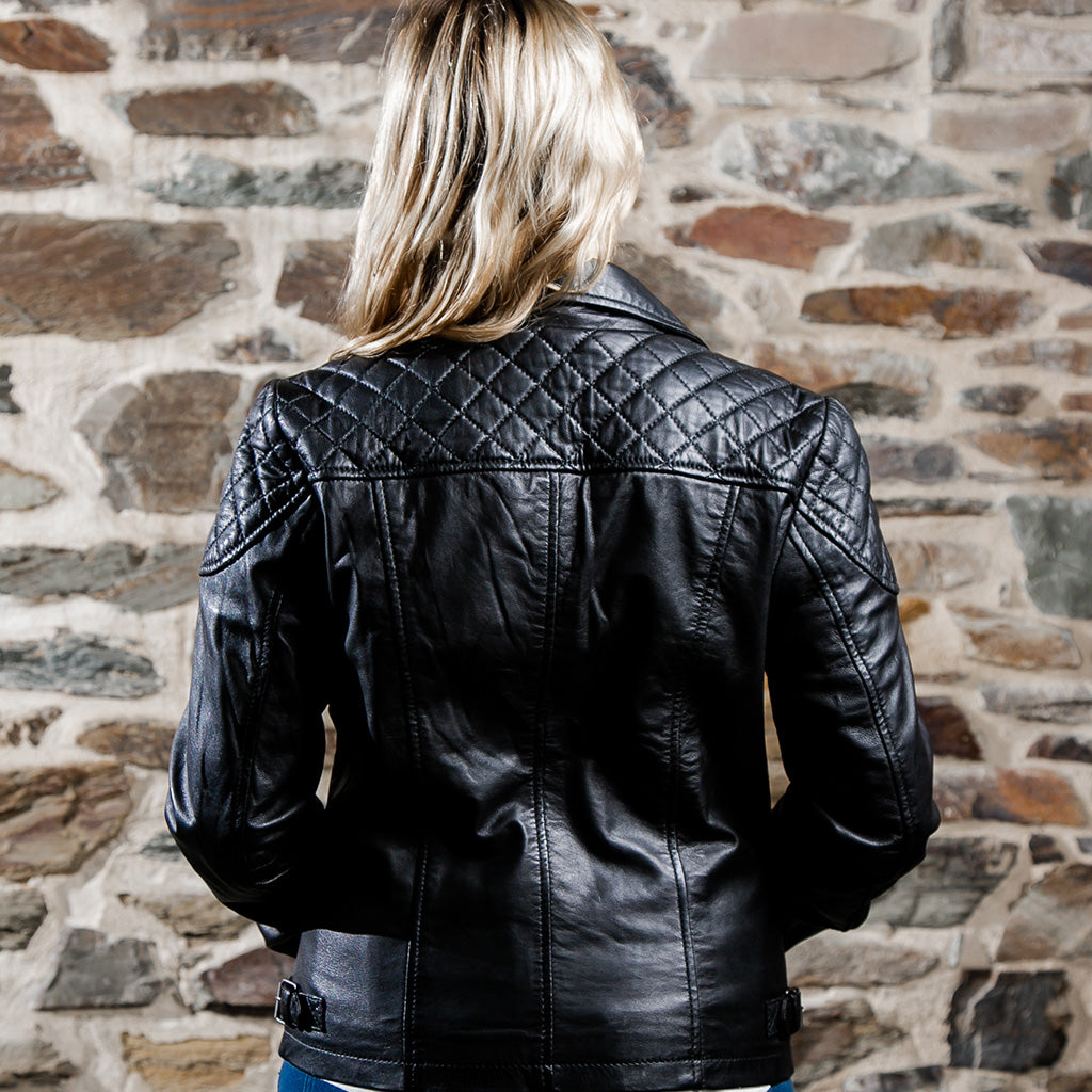 Women&#39;s Leather Biker Jacket - Michelle