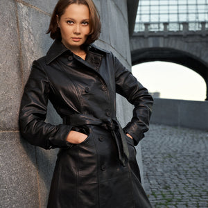 Women's Long Leather Trench Coat | KC Leather Signature Range - Frankie