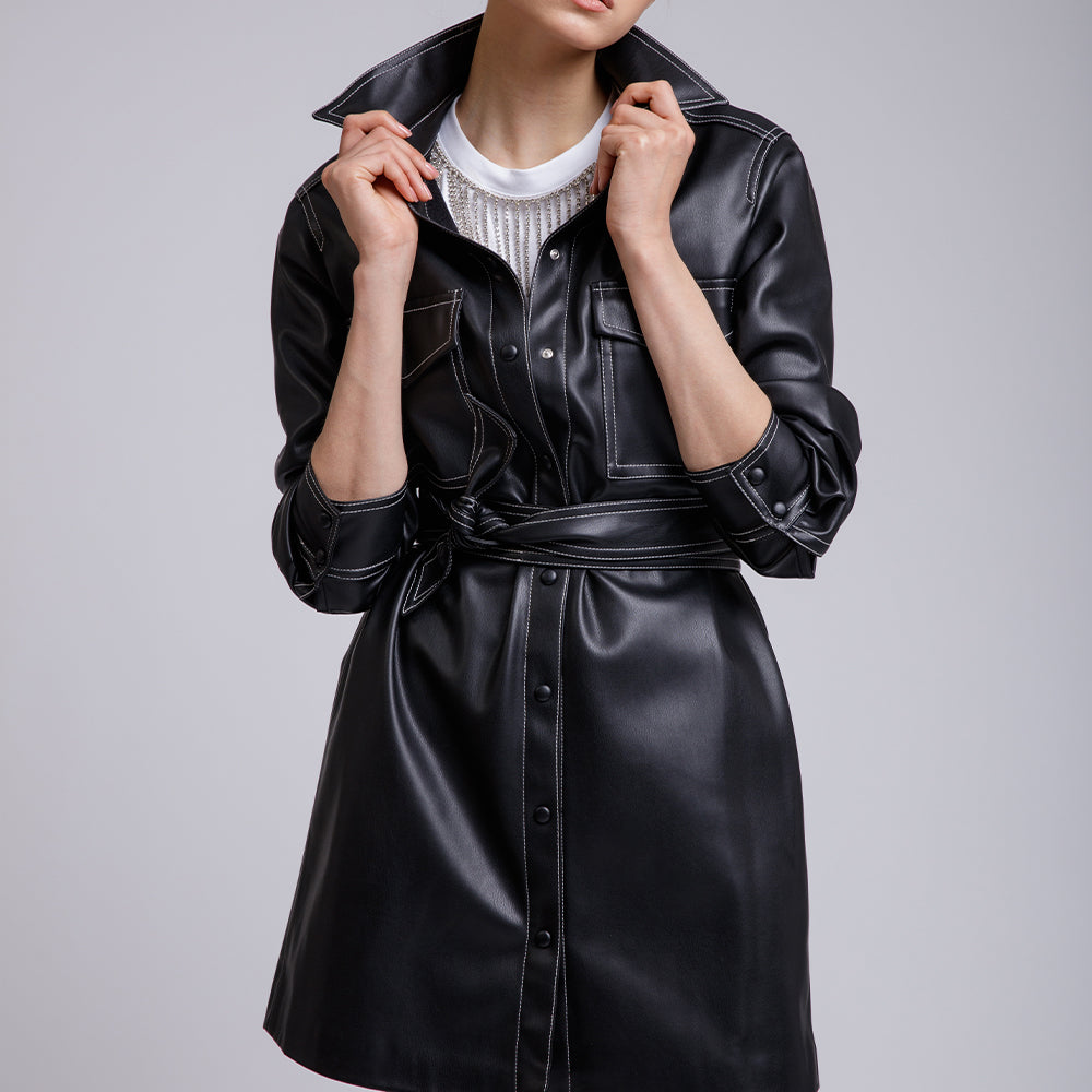 Leather Shirt Dress | KC Leather Signature Range - Belinda - KC