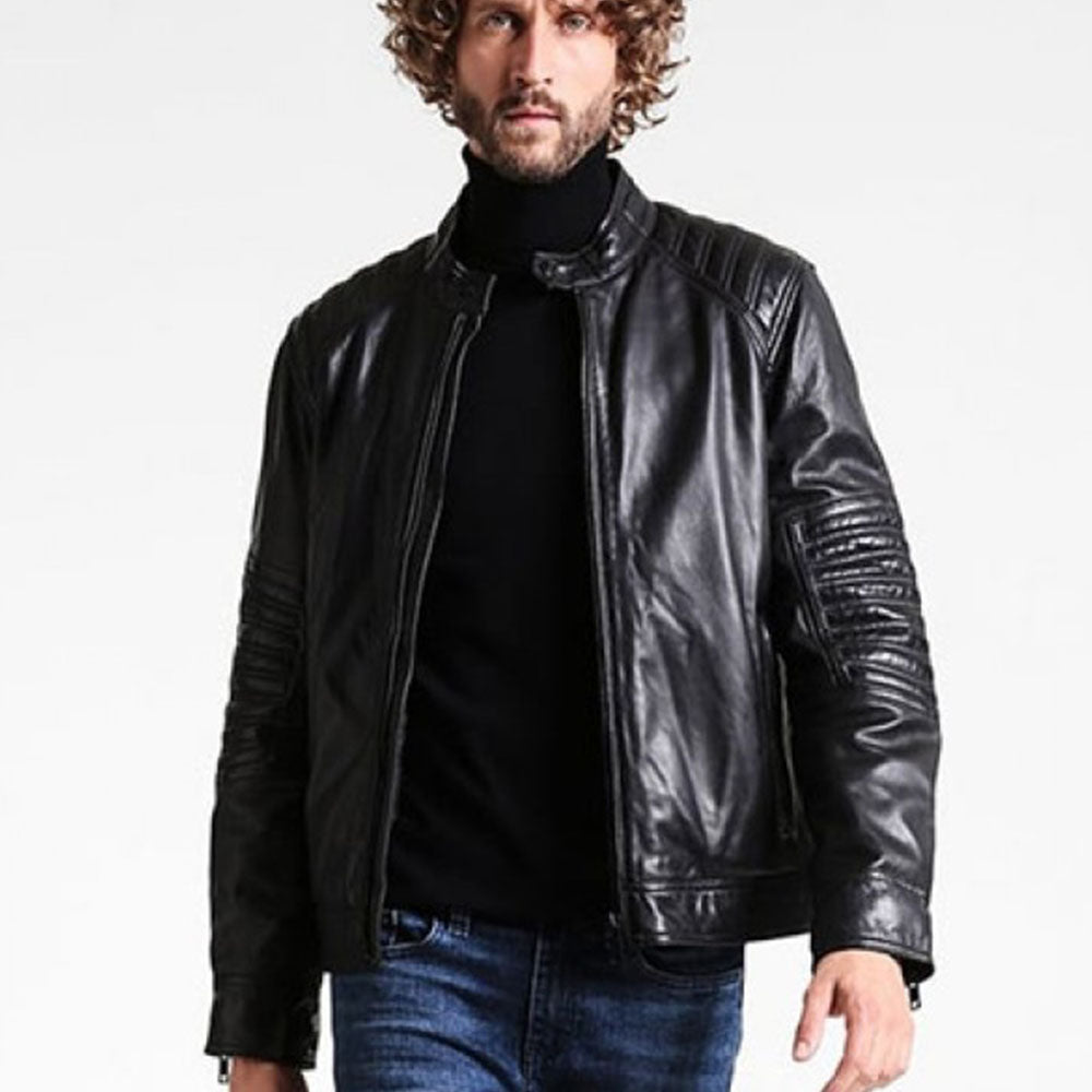 Men&#39;s Cafe Racer Leather Jacket - Jackson