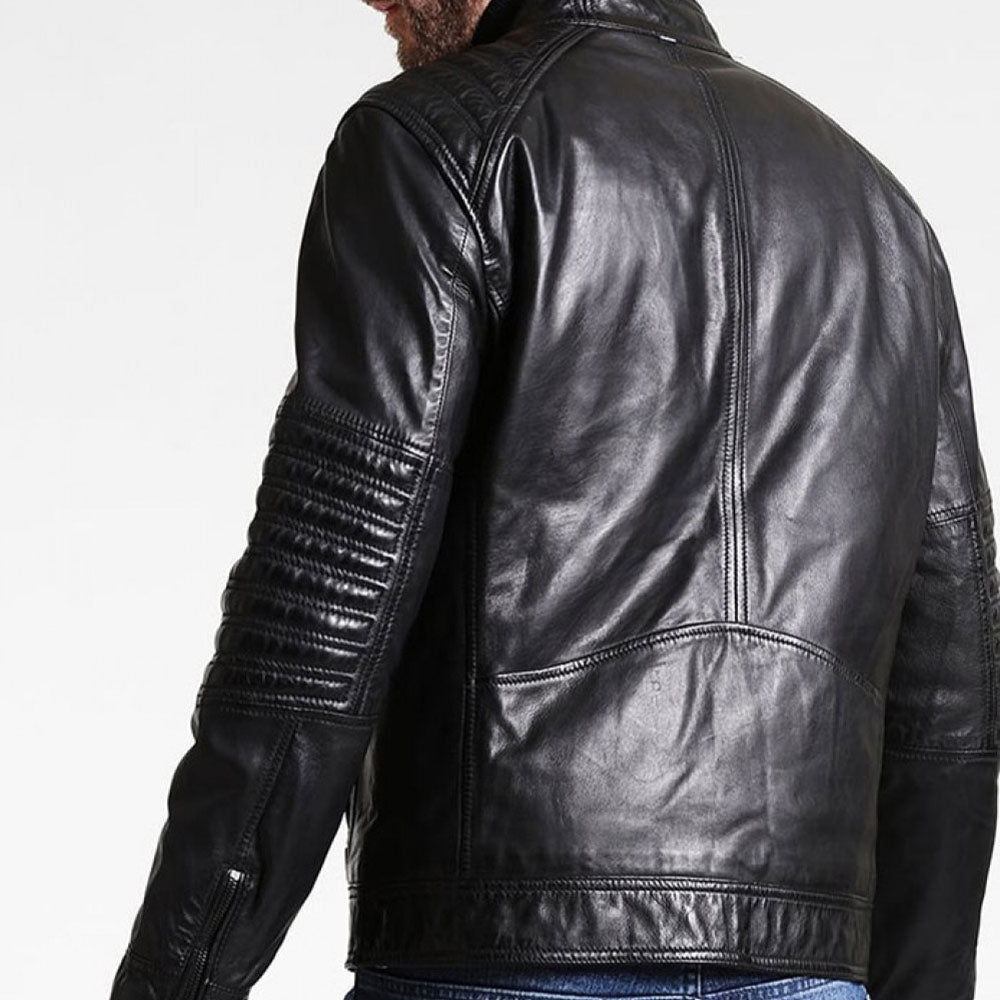 Men&#39;s Cafe Racer Leather Jacket - Jackson