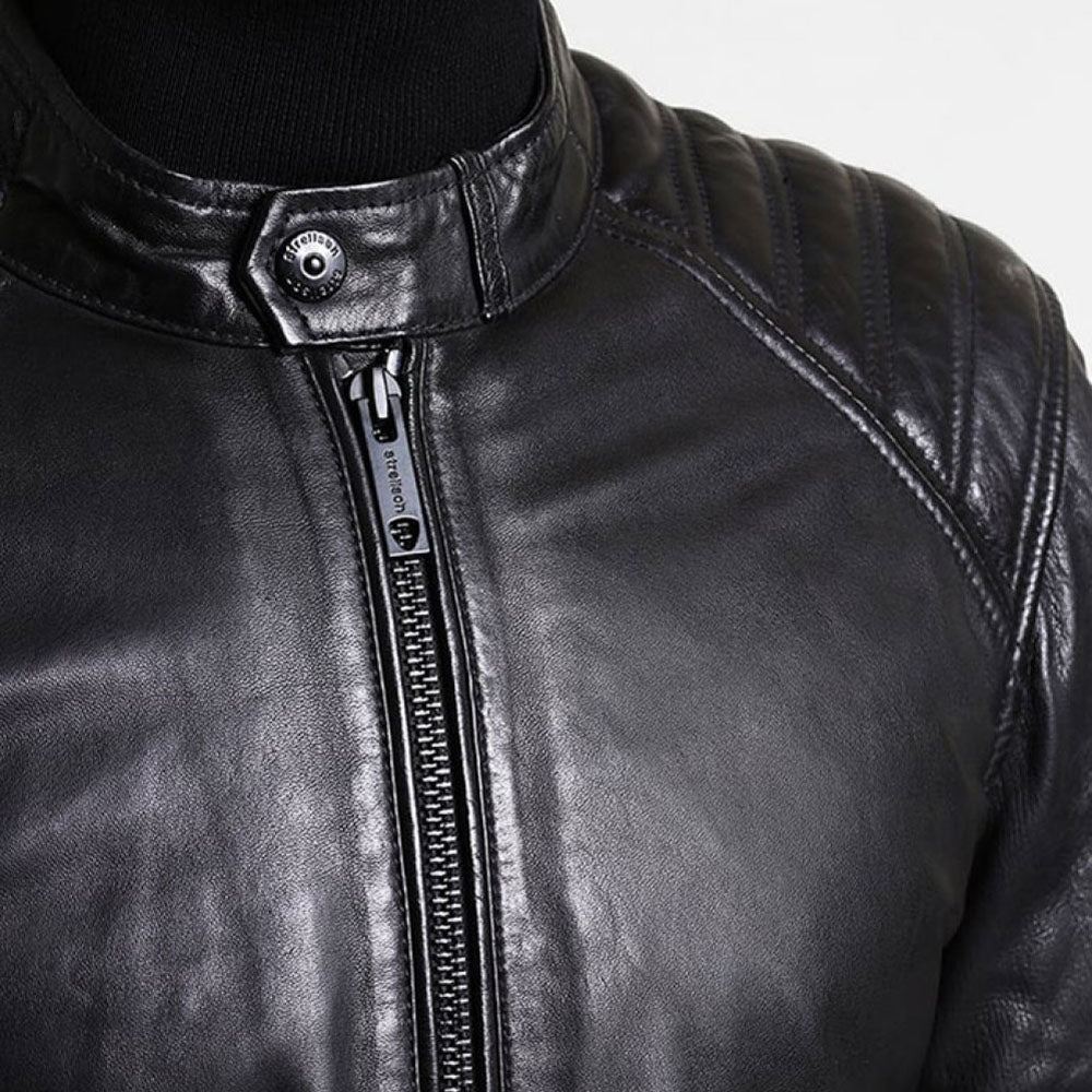 Men&#39;s Cafe Racer Leather Jacket - Jackson